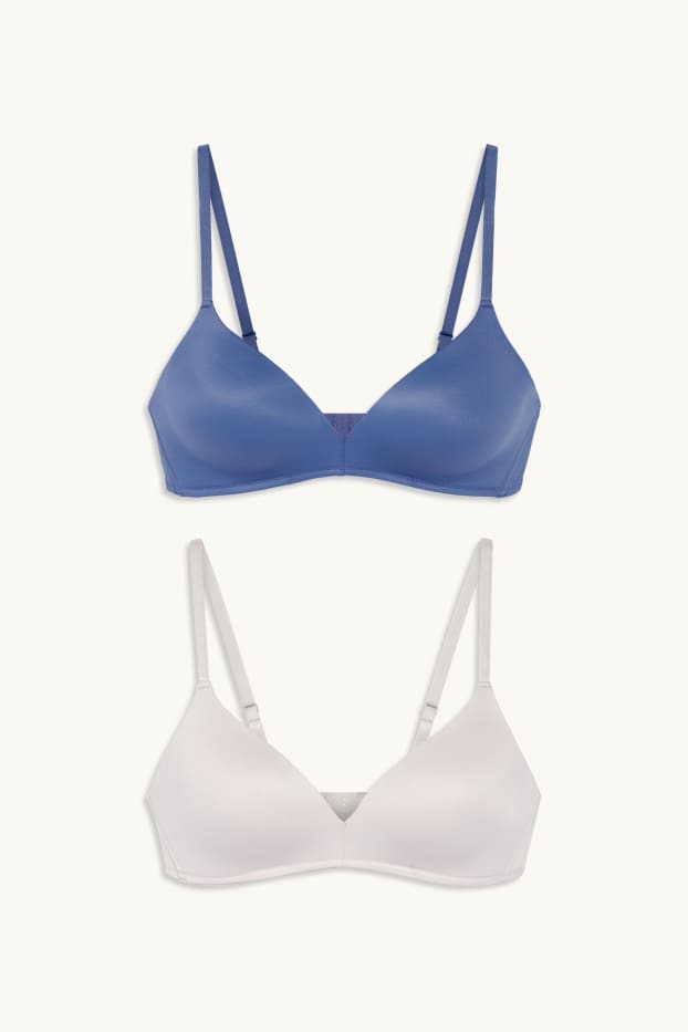 Femmes - Lot de 2 - soutiens-gorge sans armatures - ampliformes - bleu