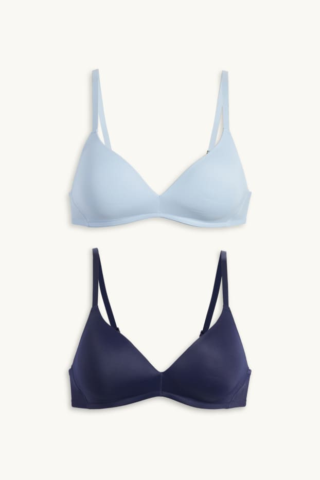 Dames - Set van 2 - BH zonder beugels - voorgevormd - blauw
