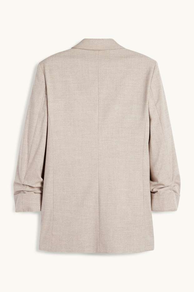 Femmes - Blazer long - regular fit - finition texturée - beige
