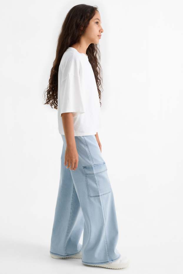 Kinderen: meisjes - Cargo-jegging jeans - lichtblauw