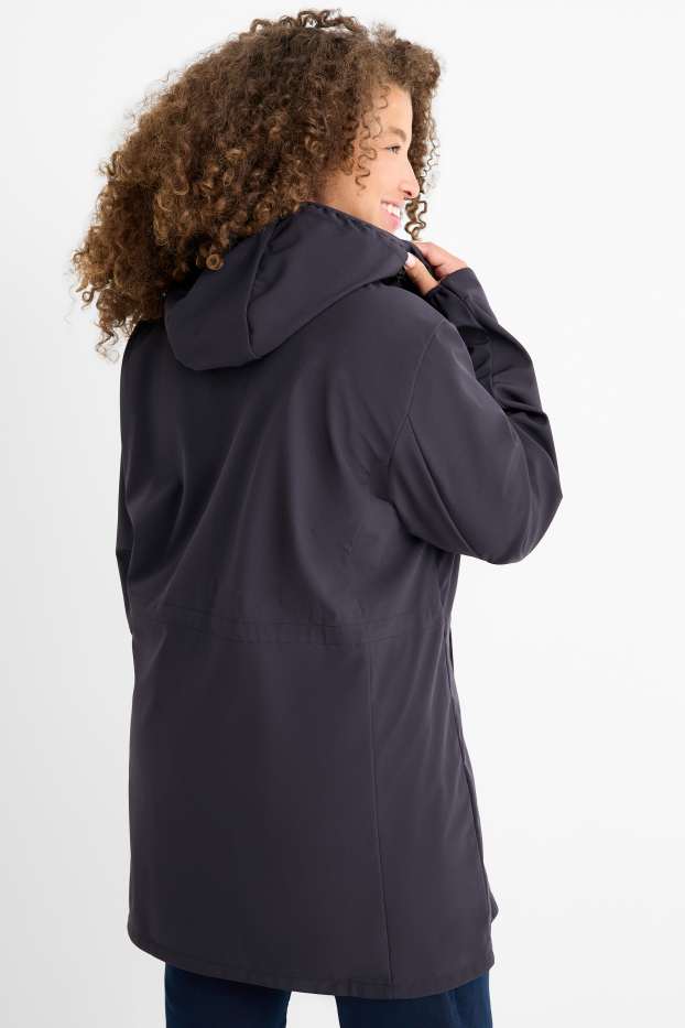 Femmes - Veste à coquille souple à capuche - déperlante - 4 Way Stretch - bleu foncé