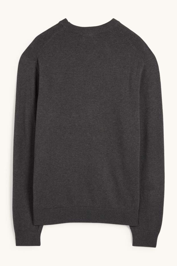 Men - Fine knit jumper - anthracite
