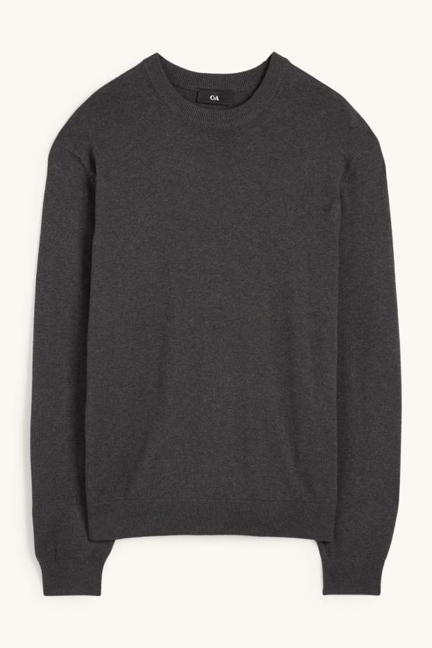 Men - Fine knit jumper - anthracite