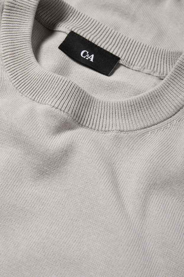 Men - Fine knit jumper - light gray