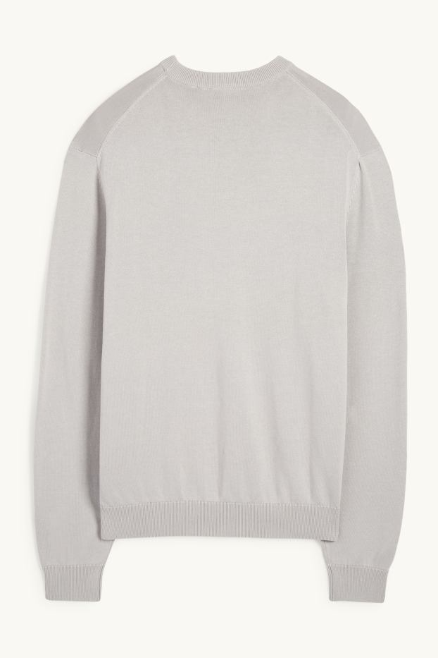 Men - Fine knit jumper - light gray