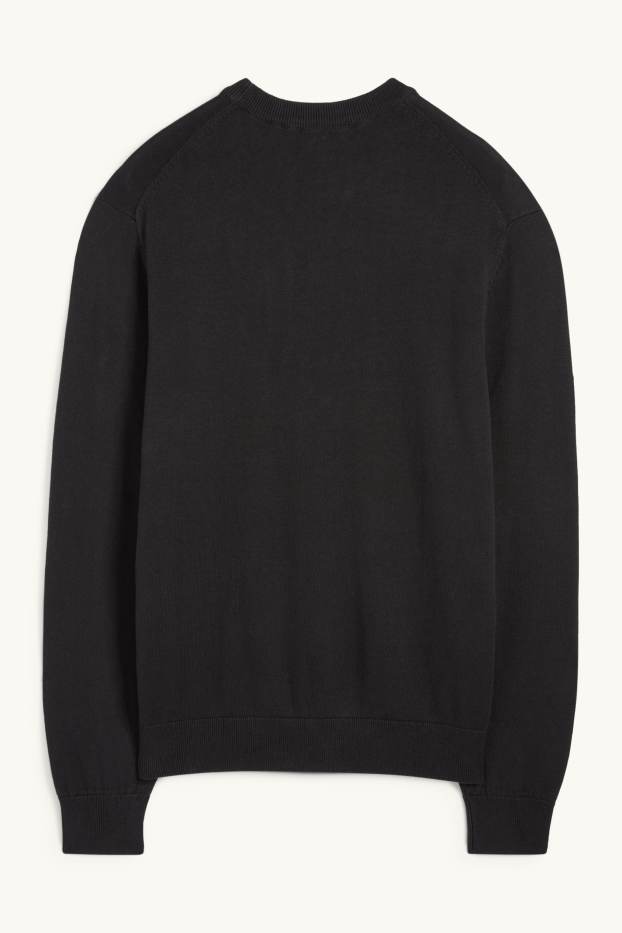 Hommes - Pull en maille fine - noir