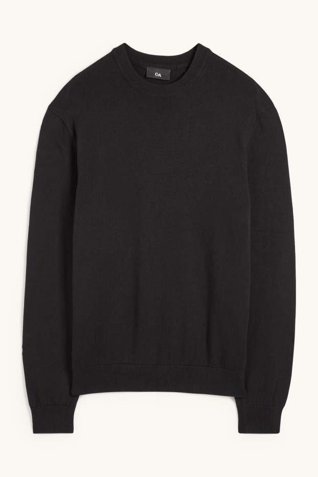 Hommes - Pull en maille fine - noir