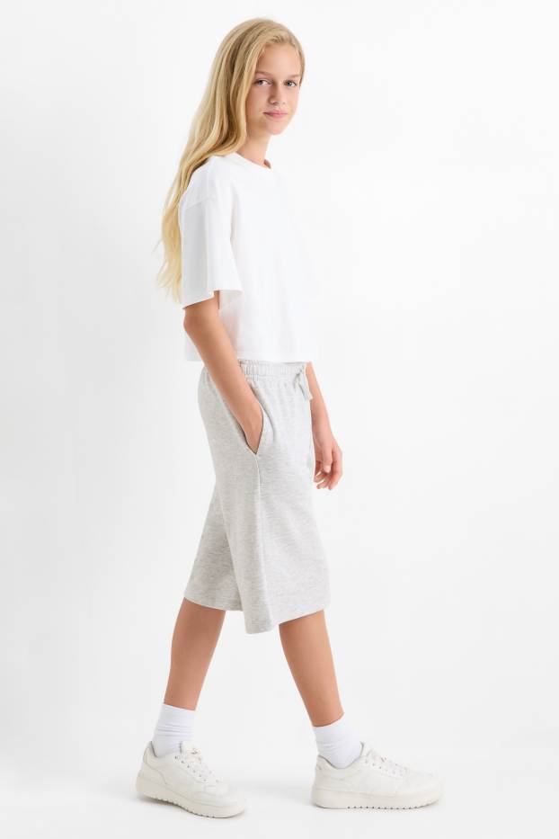 Enfants filles - Sacramento - short en molleton - gris clair chiné