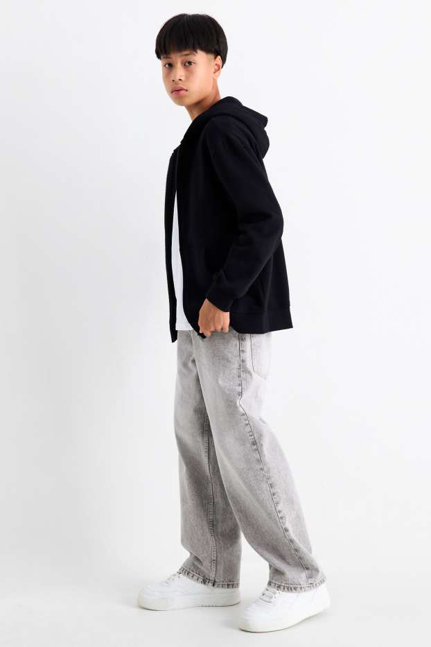 Enfants garçons - Jean baggy - ourlet ultralarge - jean gris clair