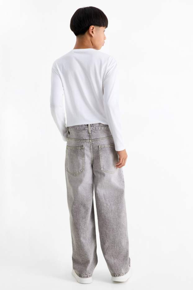 Enfants garçons - Jean baggy - ourlet ultralarge - jean gris clair