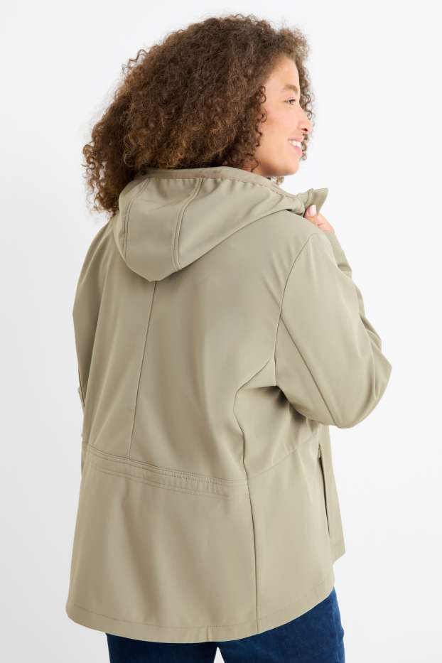 Donna - Giacca soft shell con cappuccio - idrorepellente - 4 Way Stretch - verde chiaro