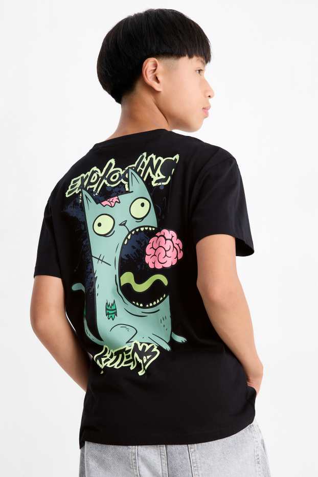 Kinderen: jongens - Exploding Kittens - T-shirt - zwart