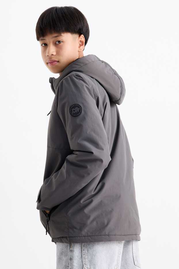 Enfants garçons - Veste à capuche - finition déperlante - gris foncé