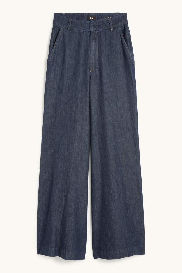 Femmes - Jean palazzo - high waist - jean bleu foncé