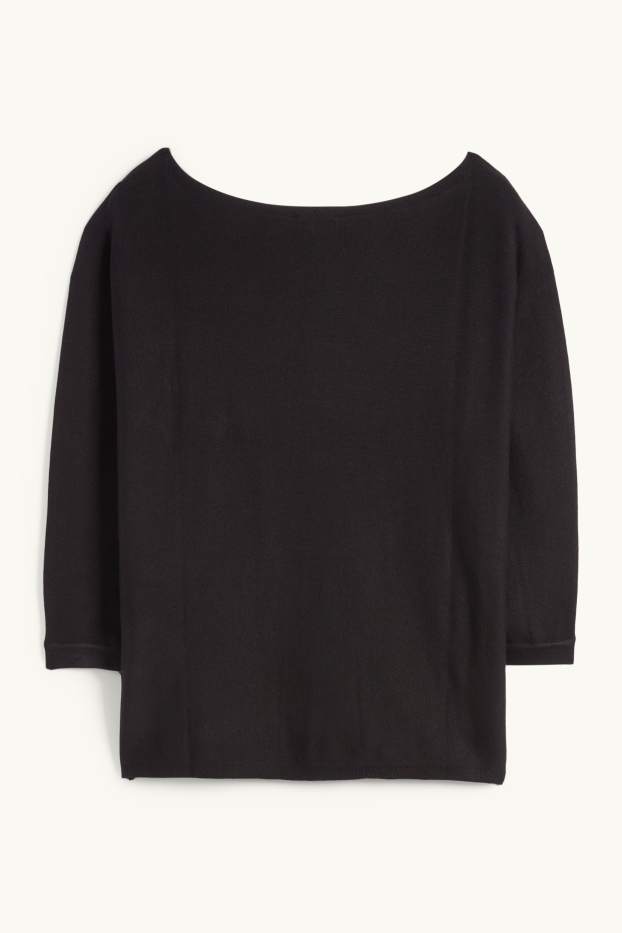 Femei - Pulover din tricot fin - negru