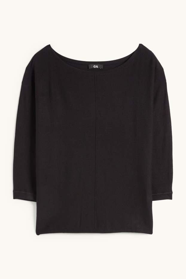 Femei - Pulover din tricot fin - negru