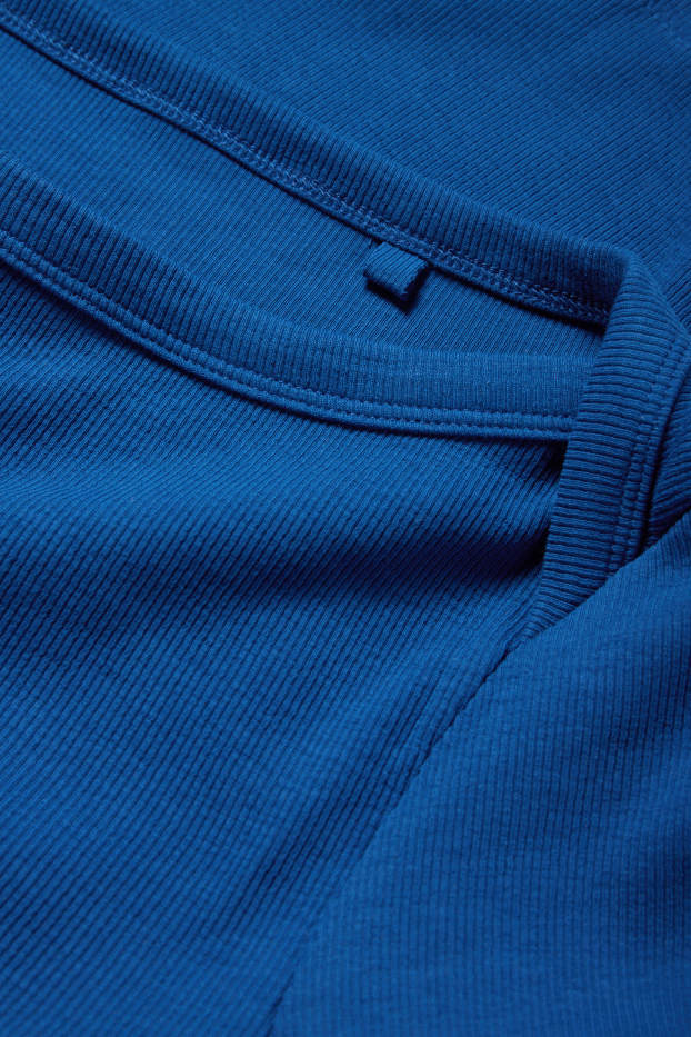 Femmes - Haut à manches longues - slim fit - finition côtelée - bleu