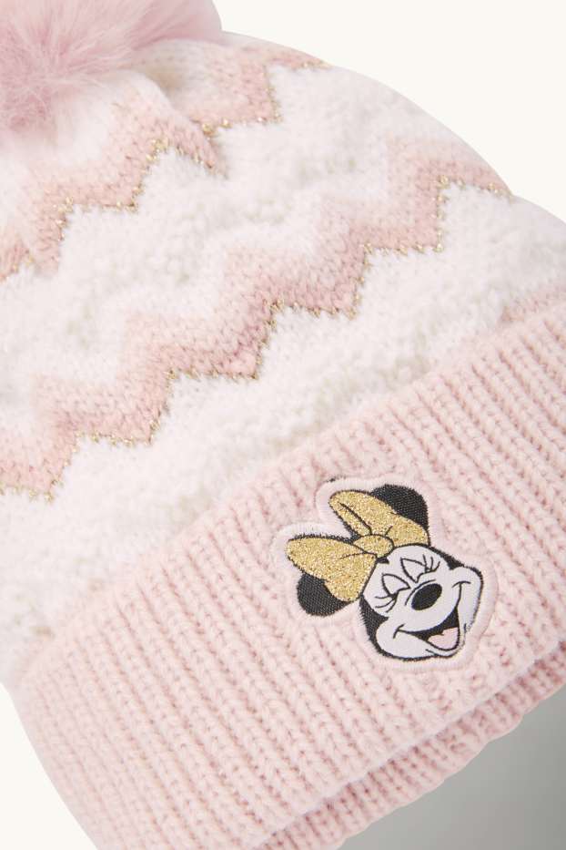 Bébés filles - Minnie Mouse - bonnet à pompons pour bébé - à motif - rose
