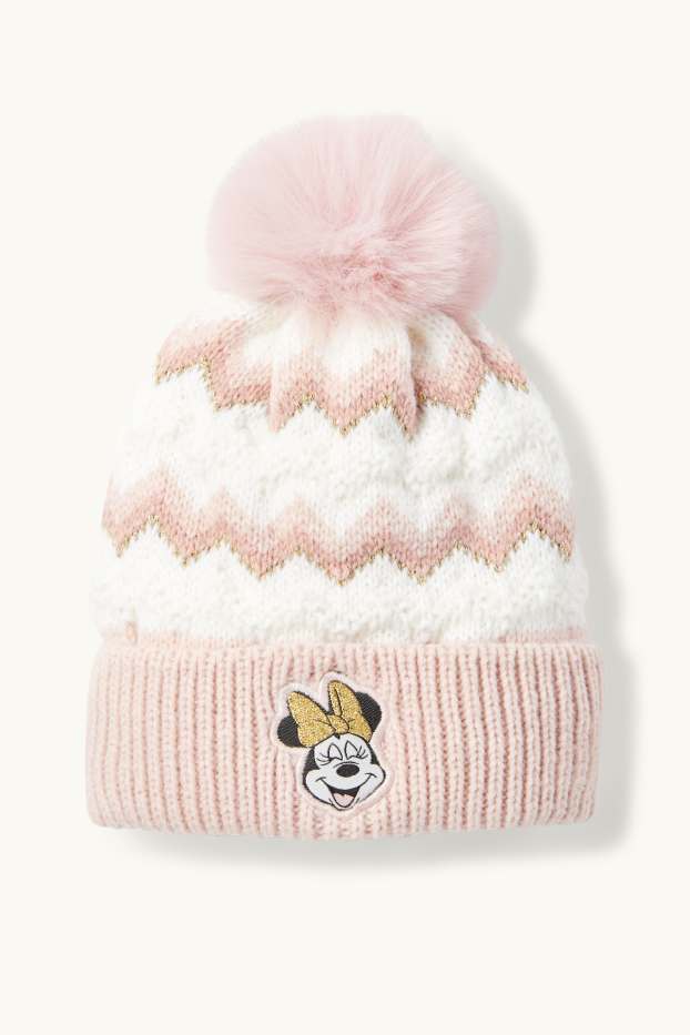 Bébés filles - Minnie Mouse - bonnet à pompons pour bébé - à motif - rose