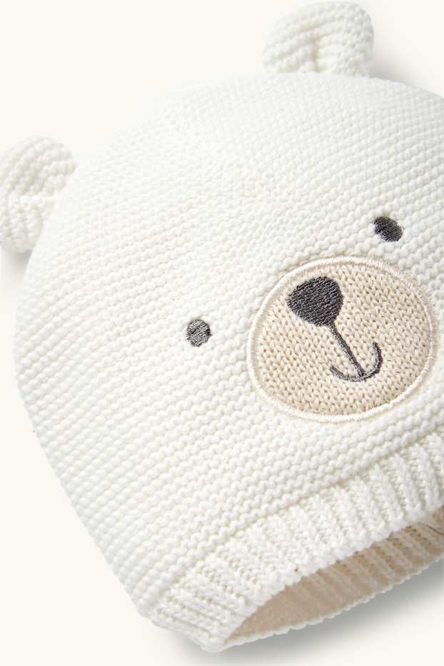 Baby Girls - Polar bear - knitted baby hat - cremewhite