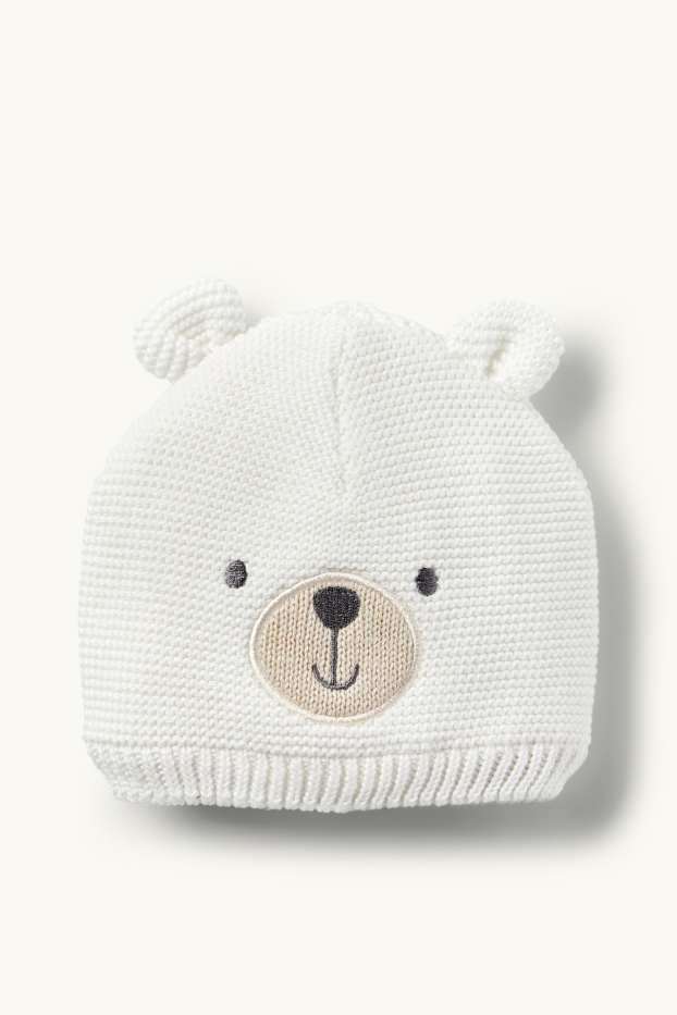 Baby Girls - Polar bear - knitted baby hat - cremewhite