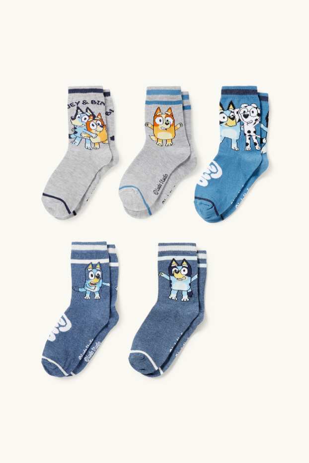 Children Boys - Multipack of 5 - Bluey - socks with motif - blue
