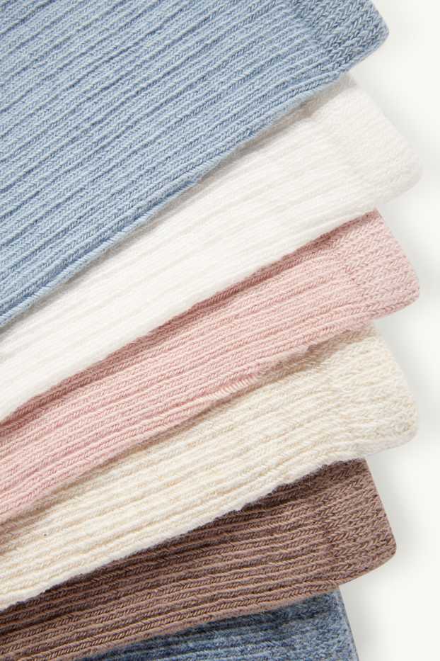 Bebeluși - fete - Multipack 7 perechi - șosete bebeluși - reiate - albastru / bej