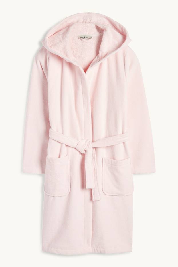 Enfants filles - Peignoir en éponge à capuche - rose