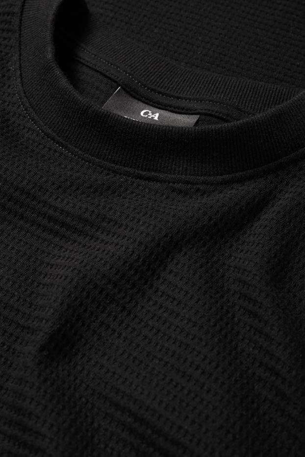 Hommes - T-shirt - Oversize - finition texturée - noir