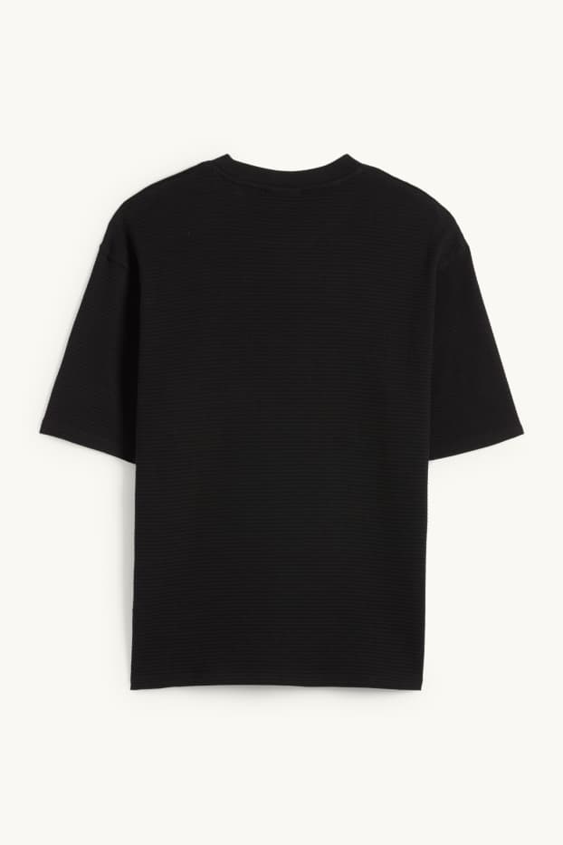 Hommes - T-shirt - Oversize - finition texturée - noir