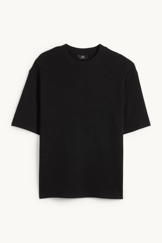 Hommes - T-shirt - Oversize - finition texturée - noir