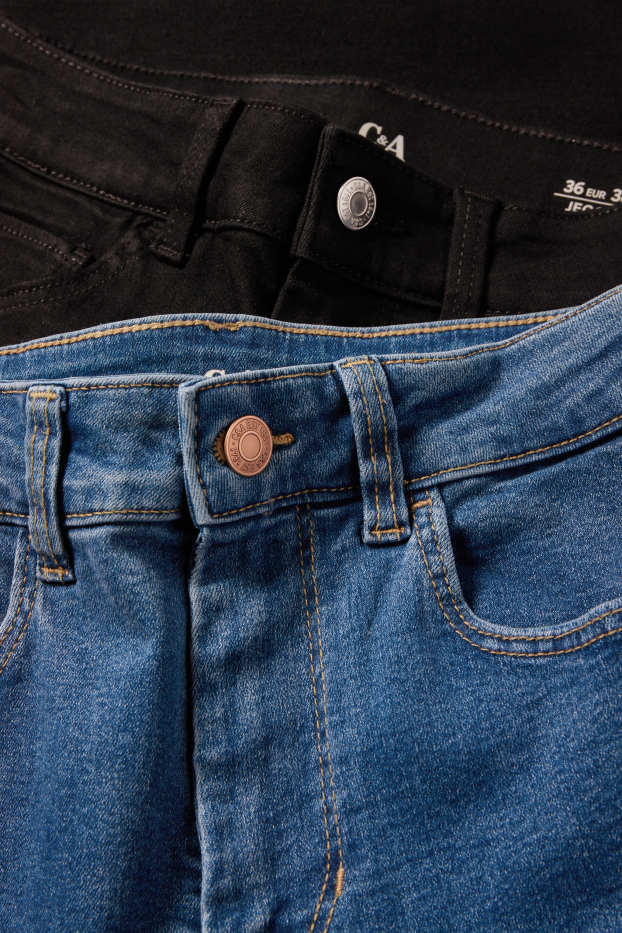 Kobiety - Wielopak, 2 pary - jegging jeans - wysoki stan - niebieski / czarny