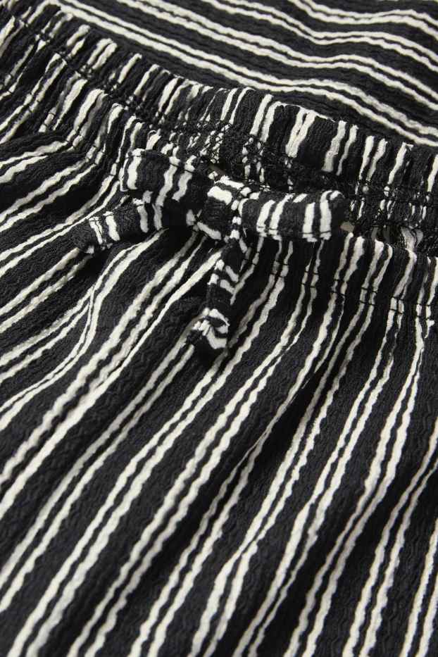 Enfants filles - Pantalon en jersey - Palazzo - à rayures - texturé - noir / blanc