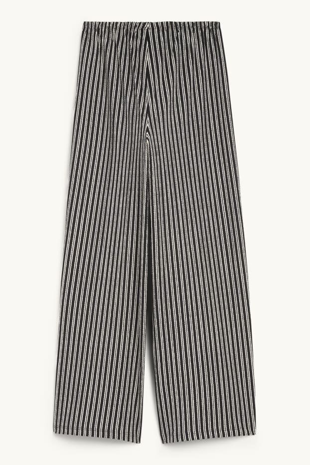 Enfants filles - Pantalon en jersey - Palazzo - à rayures - texturé - noir / blanc