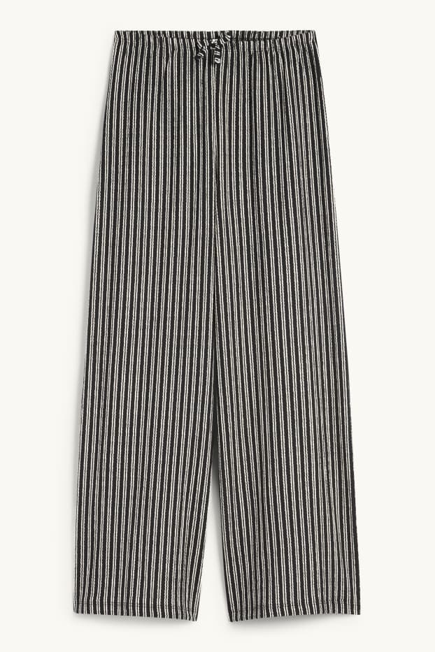 Enfants filles - Pantalon en jersey - Palazzo - à rayures - texturé - noir / blanc