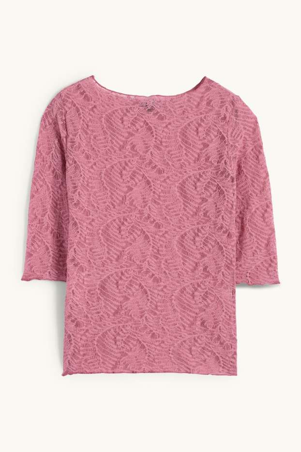 Dames - Longsleeve - met structuur - donker rose