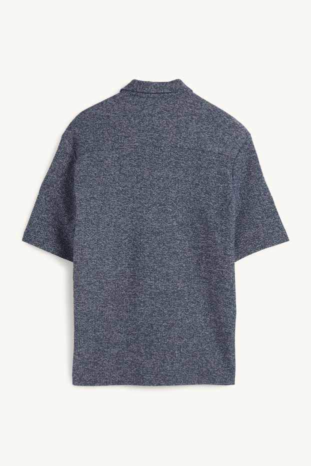 Uomo - Camicia in maglia - regular fit - revers - blu scuro