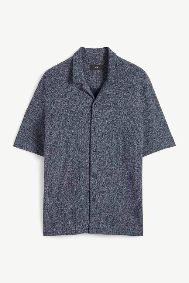 Uomo - Camicia in maglia - regular fit - revers - blu scuro