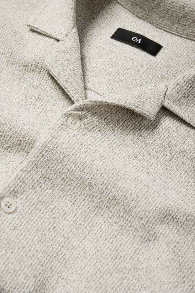 Bărbați - Cămașă tricotată - regular fit - guler cu rever - bej