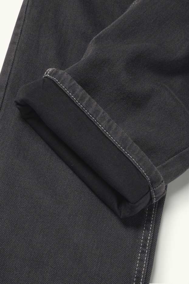 Kinderen: jongens - Loose fit jeans - thermojeans - zwart