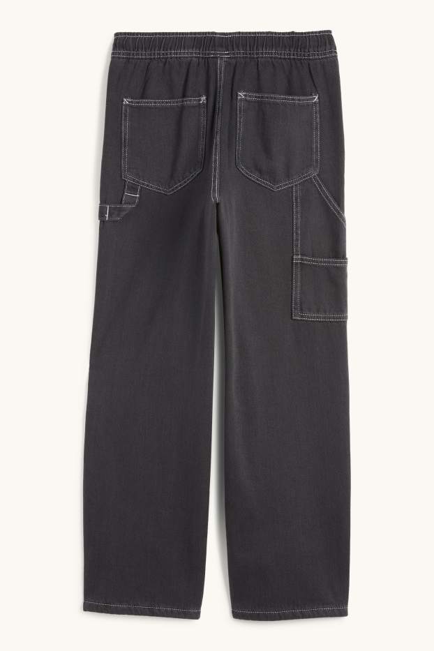 Kinderen: jongens - Loose fit jeans - thermojeans - zwart