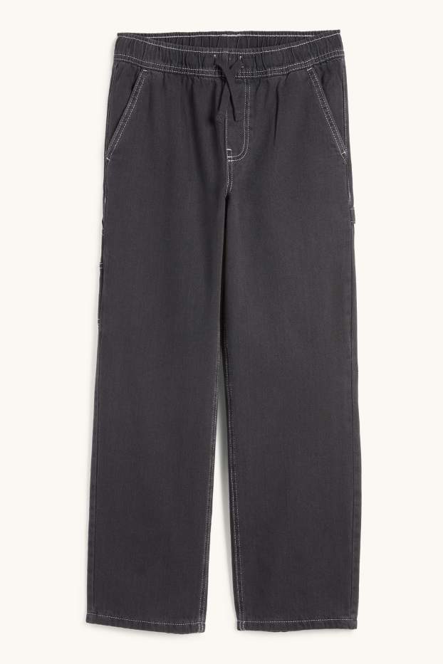 Kinderen: jongens - Loose fit jeans - thermojeans - zwart