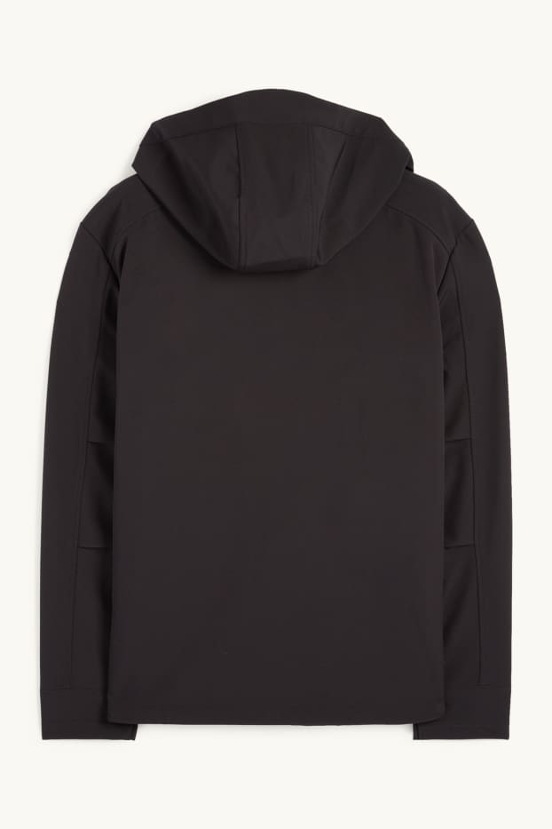 Herren - Softshelljacke mit Kapuze - wasserabweisend - 4 Way Stretch - schwarz