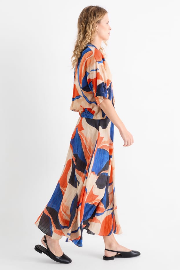 Femmes - Jupe - à motifs - finition texturée - orange