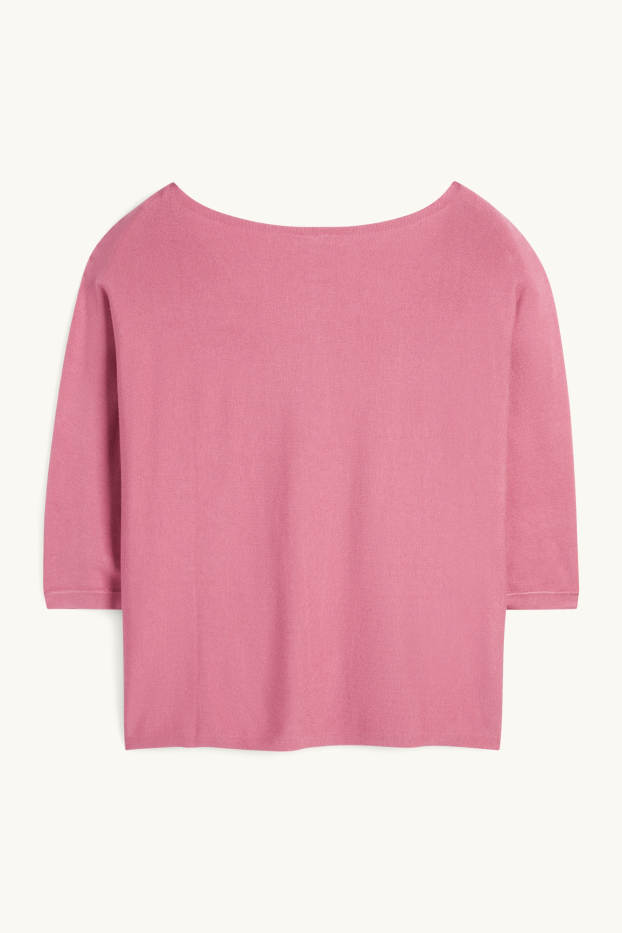 Femei - Pulover din tricot fin - roz