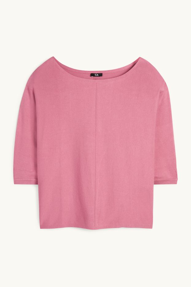 Femei - Pulover din tricot fin - roz