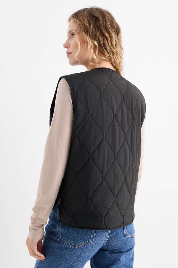 Women - Quilted gilet - black