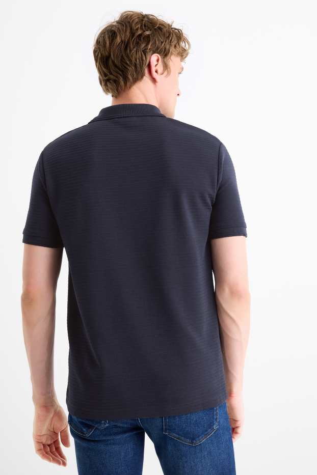 Home - Polo - regular fit - acanalat - blau fosc