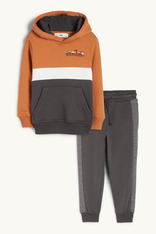 Enfants garçons - Chantier - ensemble - sweat à capuche et pantalon de jogging - 2 pièces - marron