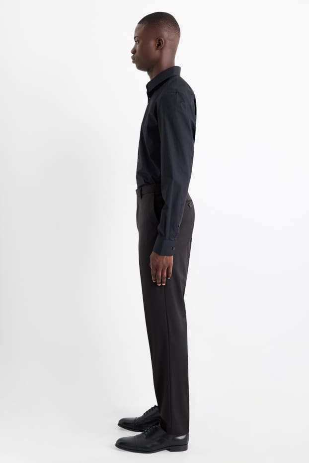 Herren - Baukasten-Hose - Regular Fit - Flex - Schurwoll-Mix - schwarz